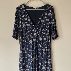 Boden Floral Dress Blue Purple Gray Women’s US 14L UK 18L